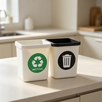 Autocollants ronds de 7cm pour signes de recyclage, autocollants auto-adhésifs en vinyle imperméable pour poubelle, pour le tri des déchets, 10 pièces