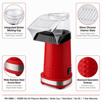 Machine à Popcorn à Air Chaud 1200W Sans Huile Compacte Blanche Prise Double UE/US Saine Faible en Calories OEM – Approvisionnement Direct Usine