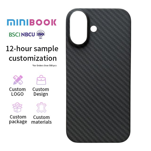 Minibook Carbon Fiber Luxury Ultra-Thin Phone Case Business Design for IPhone 17 Pro Max Aramid Fiber Magnetic Phone Cover