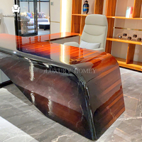 Bureau de direction de luxe en placage de bois naturel, bureau de patron pour villa, mobilier de bureau à domicile, ensemble de luxe pour PDG