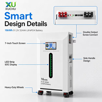 Batterie au lithium LiFePO4 51,2 V 314 Ah, pack de batteries 10 kWh, système d'énergie solaire, stockage d'énergie domestique, PACE BMS, écran tactile 7 pouces, 10 ans de garantie
