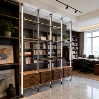 Support de placard personnalisable en alliage d'aluminium luxueux et minimaliste avec panneau en verre pour dressing moderne et armoire complète
