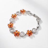 Bracelet en cristal en forme de fleur d'été, bijoux en argent et zircon