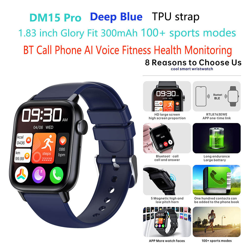Azul profundo DM15-PRO-call-phone-smart-watch