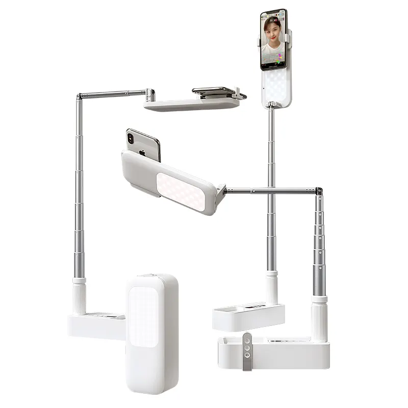 Usams-Anillo de luz led plegable para selfis, soporte para teléfono 3 en 1, luz de relleno de doble cara, regulable, ZB209