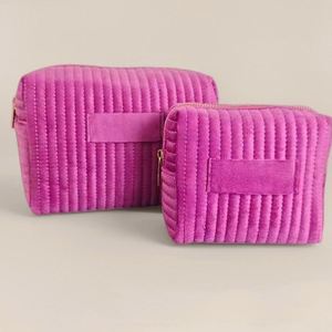 Bolsa de Maquillaje de Terciopelo Rosa con Logotipo Personalizado, Bolsa de Cosméticos con Cierre, Suave al Tacto, para Viaje, para Mujeres - Product Image 2