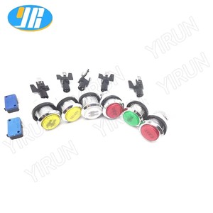 Kit de boutons poussoirs métalliques lumineux pour borne d'arcade, à latence nulle, chromés, avec inscriptions, pour manettes de jeu à monnayeur - Product Image 3