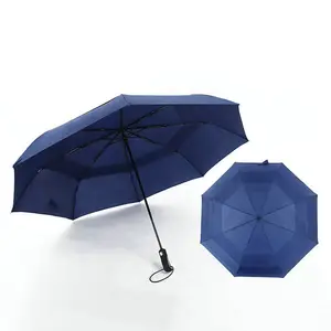 3 katlanır şemsiye özelleştirilmiş baskı çift katmanlı Golf katlanır otomatik şemsiye