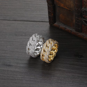 Hip Hop Cuban <b>Ring</b> Men's, Full of Zirconium Personality Women's <b>Couple</b> <b>Ring</b> - Product Image 2