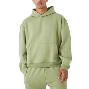 Ensemble survêtement homme vert olive, pull et pantalon amples en coton uni avec poches latérales - Product Image 3