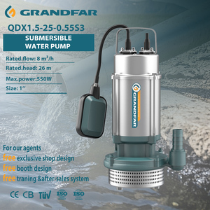 Pompe à eau submersible en acier inoxydable Grandfar 220V 550W 0.75HP 133L/min OEM personnalisable avec interrupteur à flotteur QDX1.5-25-0.55S3 Wa - Product Image 1