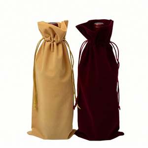 Sacs en flanelle avec logo de marque personnalisé, sacs en velours à cordon pour bouteille de vin, sacs cadeaux pour mariage, sacs en velours pour bouteilles - Product Image 3
