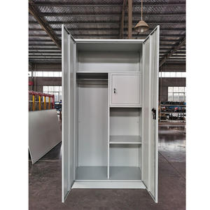 CAS-005 למכירה חמה שתי דלתות פלדה אלמירה עיצובים ארון בגדים משרד מתכת ארון בגדים עם תיבה בטוחה - Product Image 1