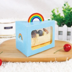 Customized Color Portable Takeout Triangle Cake <b>Boxes</b> With Transparent Window - Product Image 6