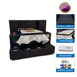 New 2022 Automatic A3 DTG/DTF L805 Tshirt Printer with RIP10 with A3Tshirt holder and 2000ml textile ink set for DuPont