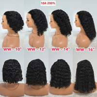Perruque courte bob Letsfly 10A 200% de densité, cheveux humains vierges brésiliens, dentelle frontale 13x4, lisse, vague d'eau, couleur naturelle