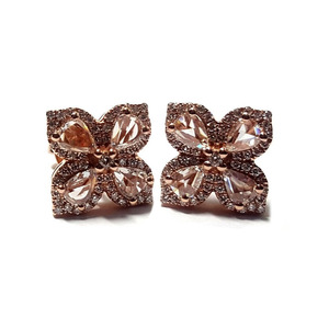 Hong Kong personnalisable 18K solide or Rose haute qualité taille poire diamant mignon boucles d'oreilles pour les femmes mariages fiançailles fête - Product Image 1
