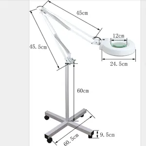 Lâmpada de aumento, clipe de lupa, suporte para chão, lente de lâmpada, vidro, salon, spa, dioptria, luz branca de lente de pele de unhas