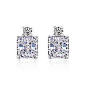 Dylam Rhodium Plated Sterling <b>Silver</b> Ice Cut Lab Diamond Cubic Zirconia Solitaire Main Stone <b>Earrings</b> CZ <b>Stud</b> <b>Earrings</b> - Product Image 1