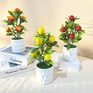 Juego de Bonsái de Frutas Artificiales del Fabricante, 7 Piezas, Decoración en Maceta de Plástico para Escritorios - Product Image 3