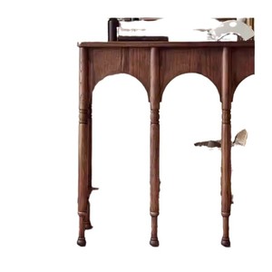 French Retro Style Console Table Solid Wood <b>Narrow</b> Entryway <b>Storage</b> Side Cabinet Living Room Hallway Furniture - Product Image 5