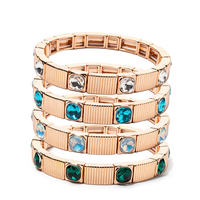 Bracelet extensible CENDA en émail rayé doré avec cristaux colorés incrustés, bracelet élastique empilable, bijoux de luxe pour femmes, cadeau