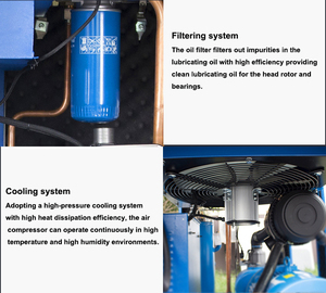 Máquina de compresor de aire de corte láser de tornillo rotativo industrial portátil 37KW 7.5KW 60KW Fuente de gas de potencia Componentes de núcleo de motor PLC - Product Image 2
