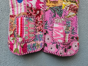 <b>Women</b>’s Handblock Printed Pink Floral Quilted Cotton <b>Jacket</b> <b>Lightweight</b> Quilted Ethnic with Button Front for <b>Women</b> Stylish - Product Image 6