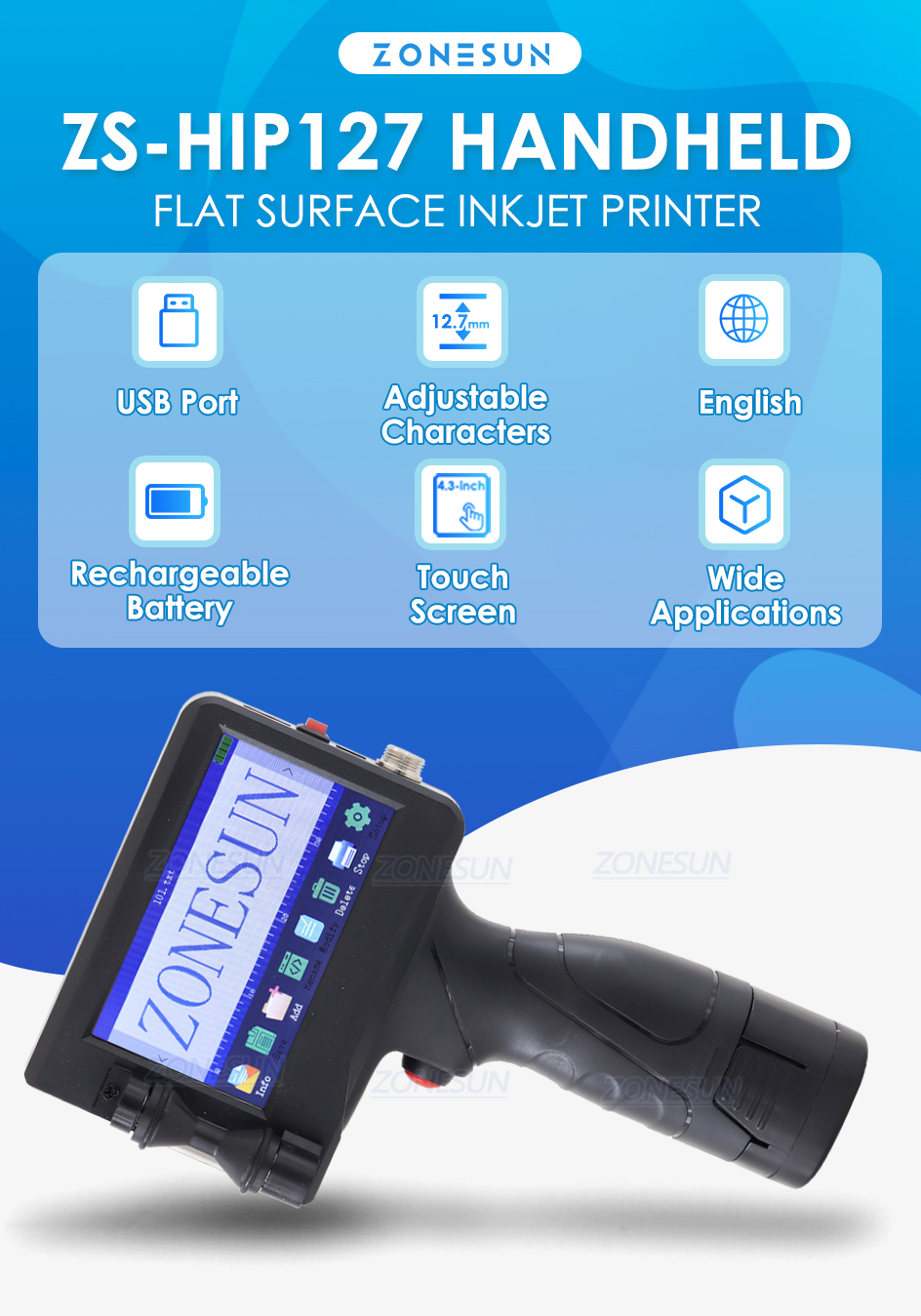 ZONESUN ZS-HIP127 - Versatile Inkjet Printer for Carton Coding