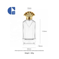 Botella de Perfume de Vidrio Facetado de Lujo, Envase Rectangular Angular para Fragancias, Tapa Dorada en Forma de Abanico para Perfumes Orientales Árabes