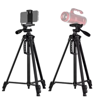 Trípode Profesional F-3366T de 1.4 m con Soporte para Teléfono/Tablet y Cámara, Ideal para Selfies y Transmisiones en Vivo