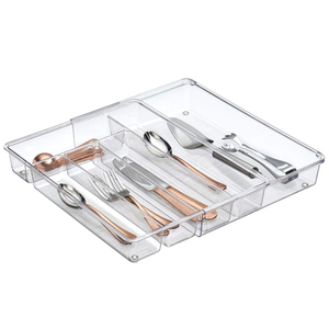Expandable Plastic Kitchen Cabinet Drawer Storage Organizer Tray for Storing Organizing Cutlery Spoons Cooking Utensils