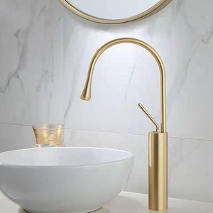 Robinet de salle de bain moderne de luxe à une poignée Rotation à 360 degrés Forme de goutte d'eau Grand <span class=keywords><strong>mitigeur</strong></span> de lavabo en laiton céramique pour hôtels - Product Image 3