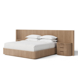 Modern Luxury <b>Oak</b> King Size Bed <b>Frame</b> Oversized Headboard Extended Shelter Bed Mansion Style Bedroom Furniture - Product Image 6