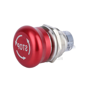 Botón de Paro de Emergencia de 19mm y 3 Pines con Cabeza de Champiñón de Latón, Interruptor de Botón de Paro de Seguridad Rojo 1NO1NC/2NO2NC - Product Image 3