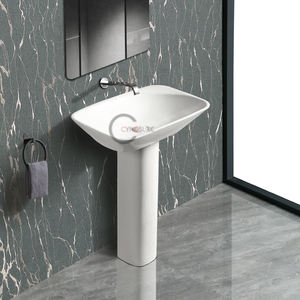 Lavabo de Pedestal Cerámico Moderno de un Solo Orificio, Ahorrador de Agua, Solución Económica para Renovación de Apartamentos - Product Image 6