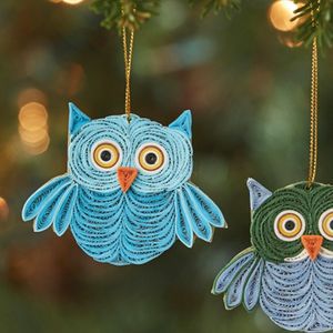 Handmade Quilled <strong>Owl</strong> <strong>Ornaments</strong> Set Art DIY Paper Quilling <strong>Owl</strong> Shaped Hanging Decoration Papercraft Christmas <strong>Ornaments</strong> - Product Image 6