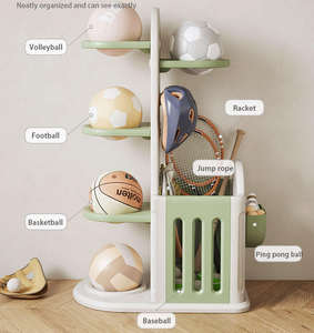 Estante de almacenamiento seguro para gabinetes de niños para organizar equipo de baloncesto y fútbol para sala de estar dormitorio comedor gabinete de uso al aire libre - Product Image 4