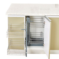 Fermeture en douceur 2 niveaux Pull Out Magic Corner Accessoires de cuisine Coin aveugle en acier inoxydable Show Hand Magic Wire Tiroir Panier