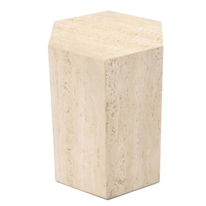 UN Stone Natural Stone Living Room Decor Furniture Beige <b>Marble</b> Cube Column Side <b>Square</b> <b>Table</b> Travertine Base <b>Table</b> - Product Image 4