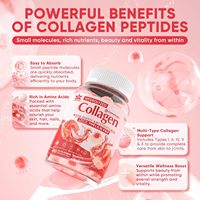 Gummies de collagène hydrolysé OEM multi-collagène TYPE I, II, III, V & X pour éclaircir la peau avec biotine et multivitamines