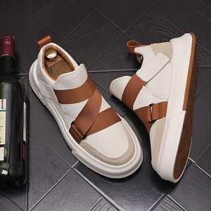 Zapatos Casuales Blancos Estilo Coreano para Hombre, Zapatillas Deportivas Juveniles con Cierre de Velcro y Cordones, de Caña Baja para Invierno - Product Image 5