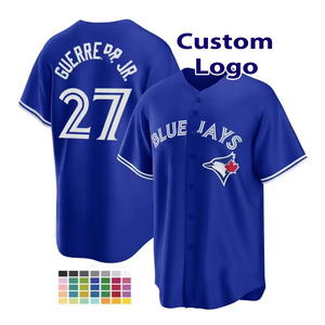 Maillot de baseball des Blue <span class=keywords><strong>Jays</strong></span> du Canada, personnalisé, brodé, 27 Guerrero Jr, 4 Springer, 11 Bichette, respirant, manches courtes - Product Image 1