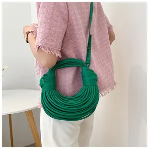 Moda donna ultima tessuto noodles hobo borsa con doppio nodo per la signora elegante mano pochette borsa da sera da Guangzhou