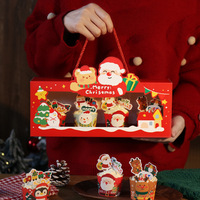Boîtes à thème de Noël pour boîte de tasse de gâteau Boîte d'emballage en papier de gâteau avec fenêtre transparente