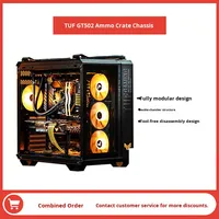 GT502 Bibliothèque de munitions ATX Full Tower Case avec ventilateur Stock Open Sea View Room Side Transparent Game Host DIY Republic of Gamers