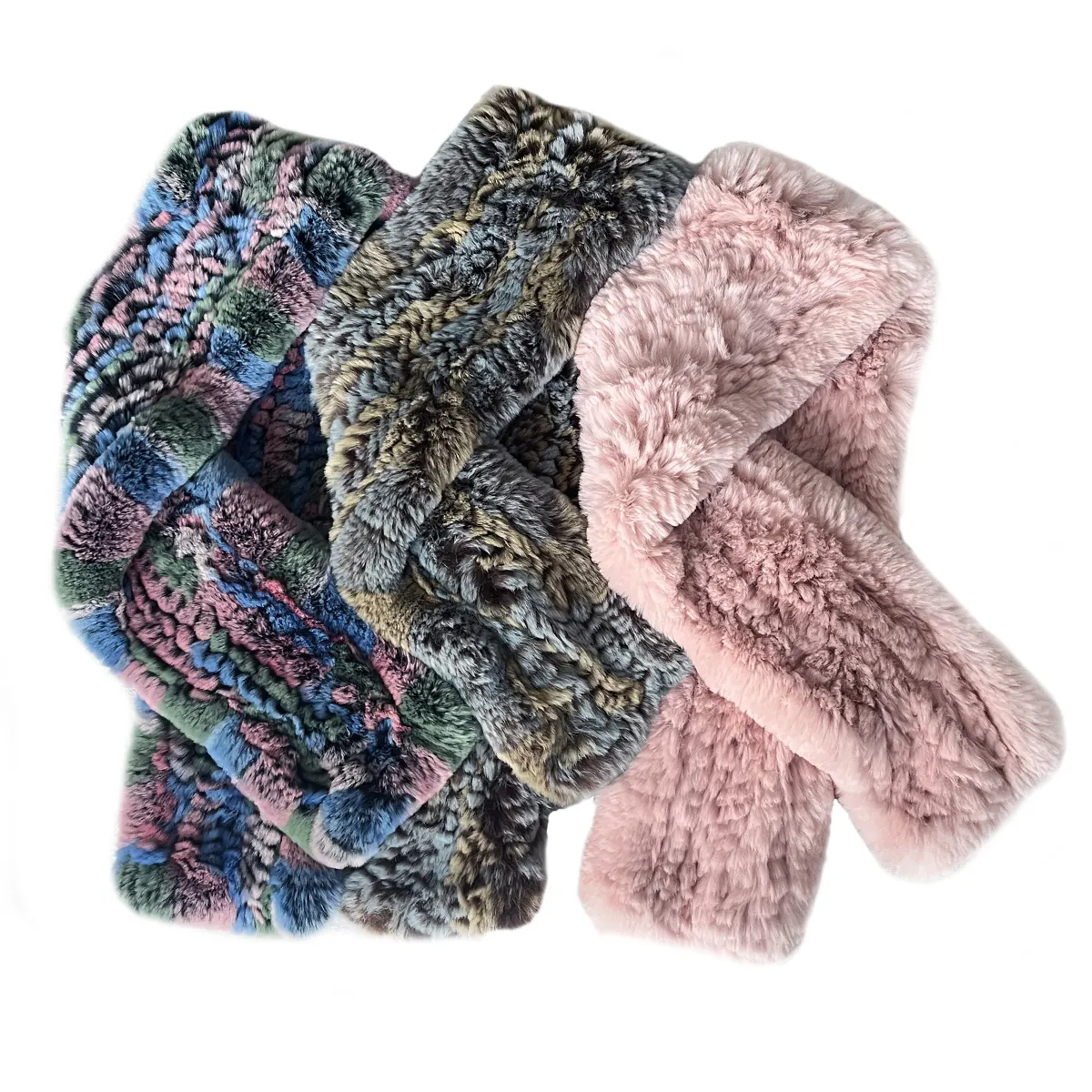 OEM美しい卸売ニットレックスウサギの毛皮の襟ファッション女性のためのカスタム冬の毛皮のスカーフ