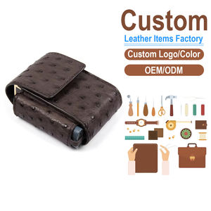 Étuis à cigarettes personnalisés faits à la main en cuir d'autruche véritable, cadeaux, logo, rangement vide pour cigarettes, gravure artisanale, style américain - Product Image 1