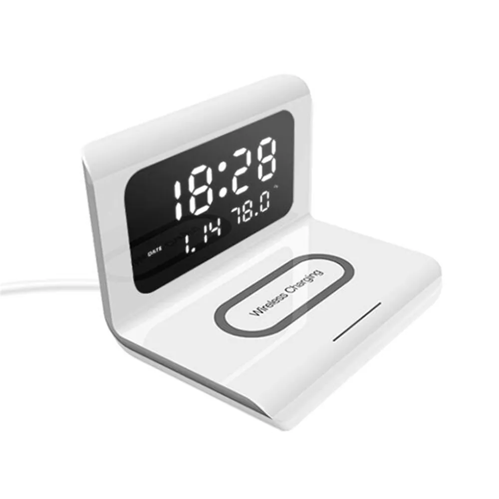 weather station qi smart wake-up phone wireless charger digital light table wake up led alarm clock