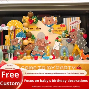 Kit de <span class=keywords><strong>guirlande</strong></span> de ballons pour la première fête d'anniversaire sur le thème du safari en jungle, décorations de fête sur le thème des animaux de la forêt pour enfants - Product Image 2